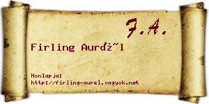 Firling Aurél névjegykártya